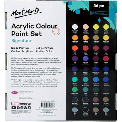 NEW Mont Marte Acrylic Paint Tube Set 36x36 ml