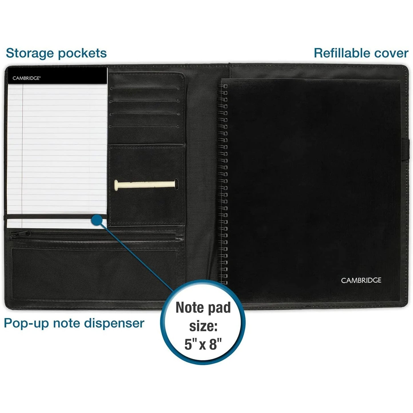 Mead Cambridge Business Notebook+ Pad with Leather Cover Sleeve - A4