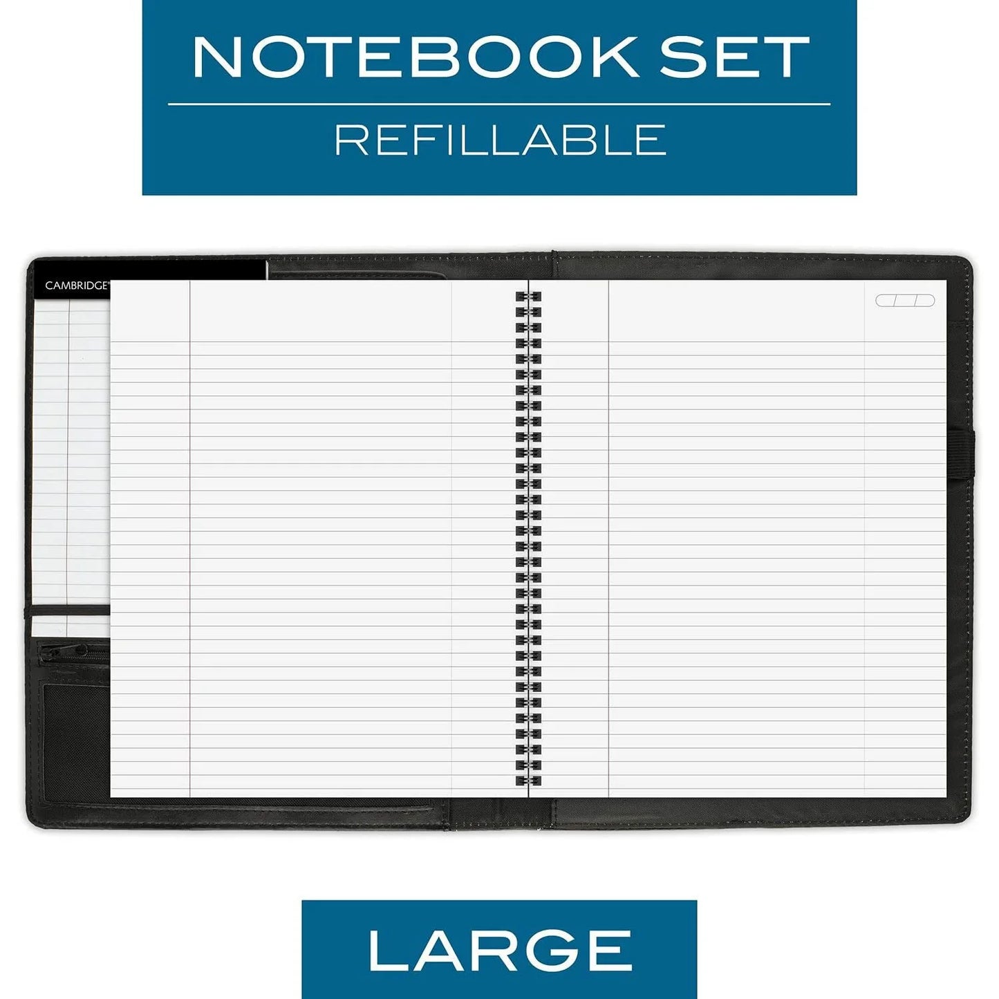 Mead Cambridge Business Notebook+ Pad with Leather Cover Sleeve - A4