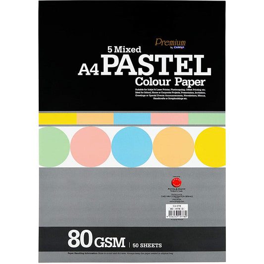 CampAp A4 80 GSM Pastel 5 Color Paper - Pack of 50