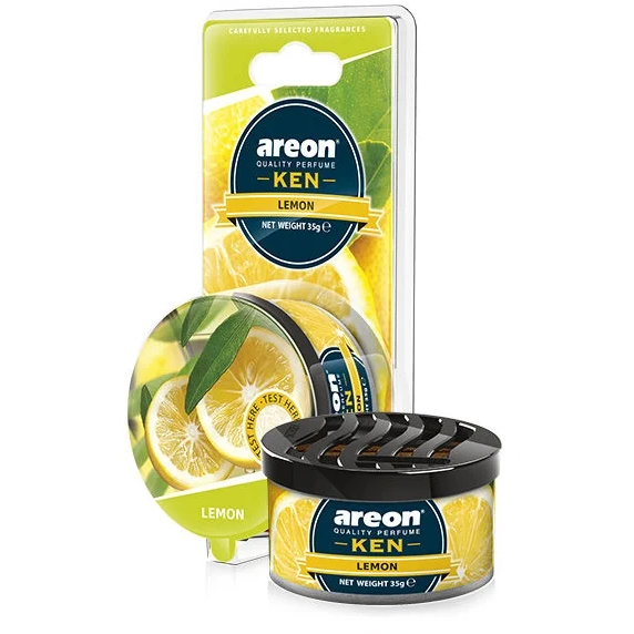 Areon Ken 1.23 oz. Canister Car Air Freshener in a Can, Lemon 4-PACK