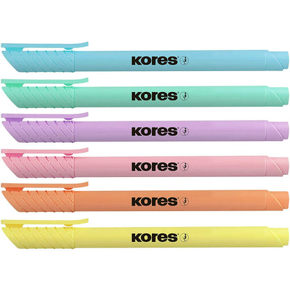 NEW Kores High Liner Narrow Pastel Highlighter - Set of 6