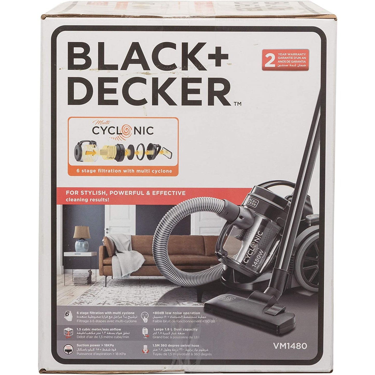 BLACK & DECKER 1300W BAGLESS MULTICYCLONIC CANISTER VACUUM CLEANER