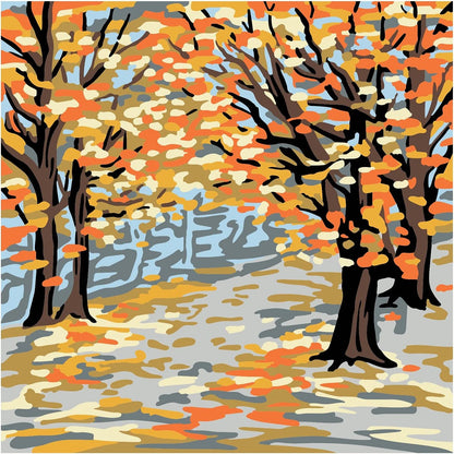 NEW Plaid Let's Paint By Numbers Fall Landscape On Printed Canvas 35x35 cm