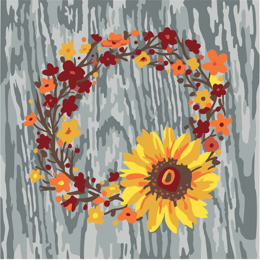 NEW Plaid Let's Paint By Numbers Fall Wreath On Printed Canvas 35x35 cm