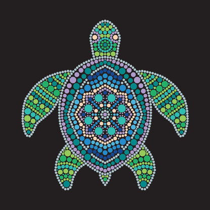 NEW Plaid Let's Paint By Numbers Sea Turtle On Printed Black Canvas 35x35 cm
