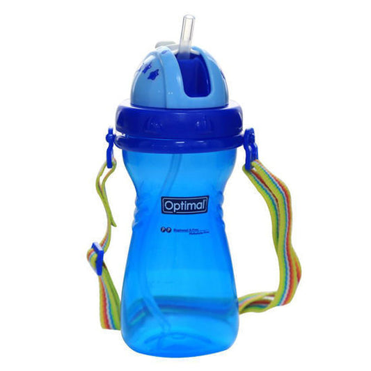 P.P WIDE NECK STRAW BOTTLE 400ML BLUE 'PINK
