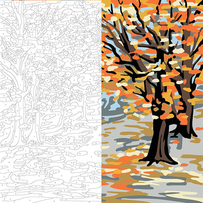 NEW Plaid Let's Paint By Numbers Fall Landscape On Printed Canvas 35x35 cm