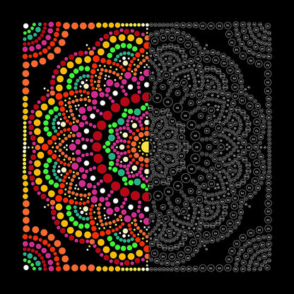 NEW Plaid Let's Paint By Numbers Mandala Dot Frame On Printed Black Canvas 35x35 cm