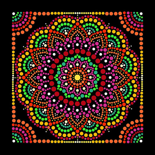NEW Plaid Let's Paint By Numbers Mandala Dot Frame On Printed Black Canvas 35x35 cm