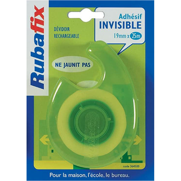 Rubafix Invisible Adhesive Tape + Dispenser 19mm x 7.5m - Pack of 3