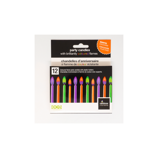 Colored Flame Birthday Candles – 4 colours (12-PACK)