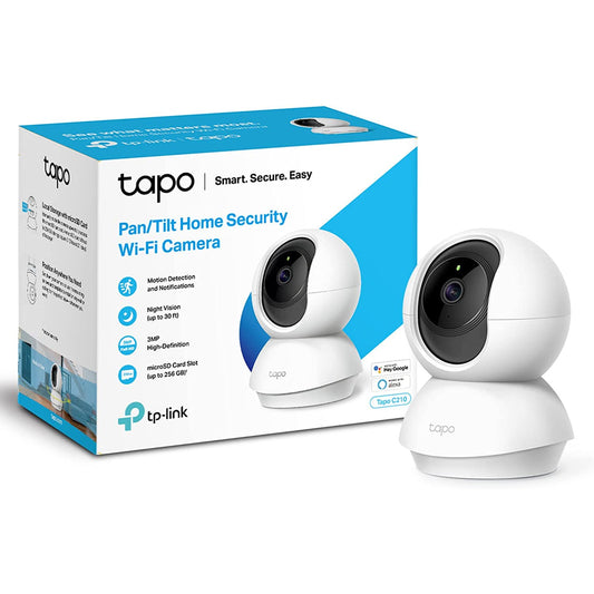 TP-Link Tapo C210 2K (3MP) Pan/Tilt Home Security Wi-Fi Camera Night Vision Motion Detection Sound and Light Alarm