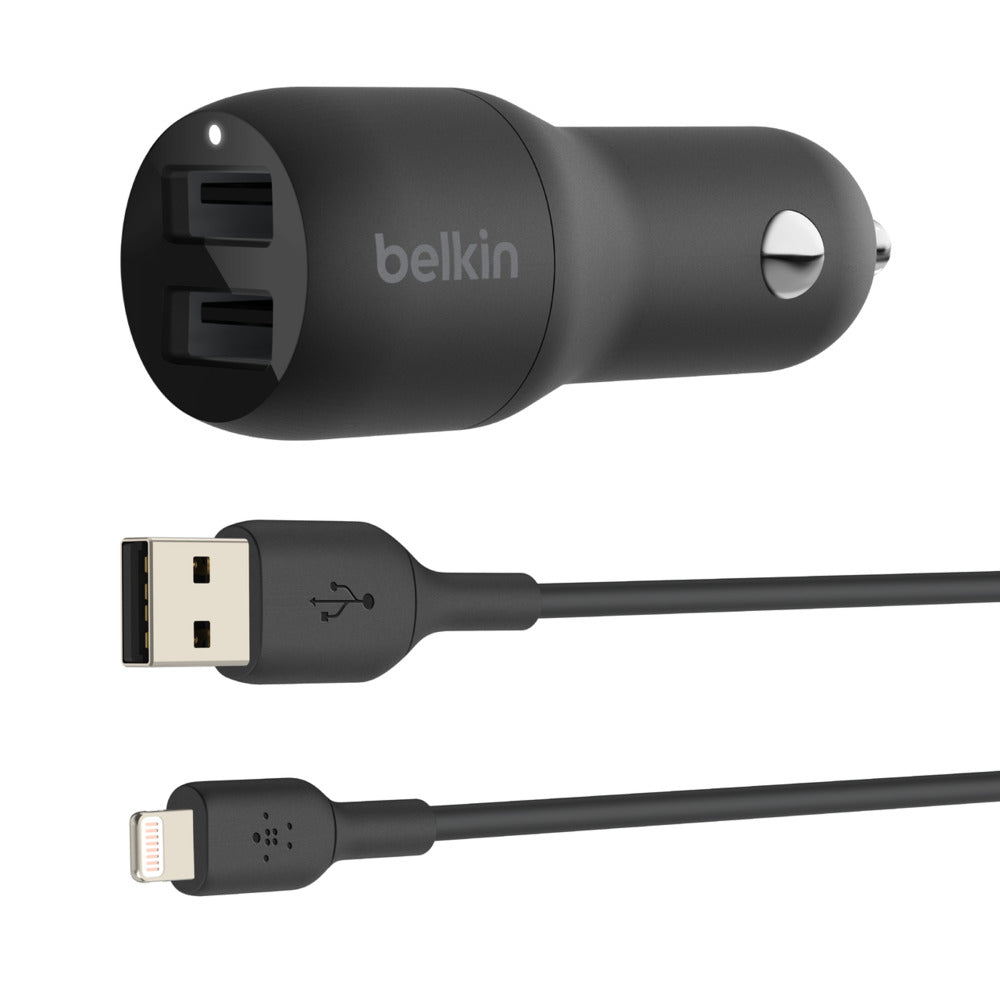 Belkin BOOST CHARGE Dual Car Charger 24W Lightning Cable