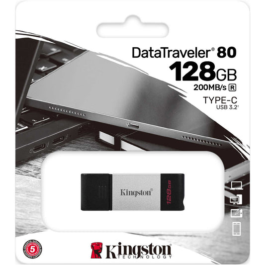 Kingston DataTraveler 80 128GB USB Type-C Flash Drive - Metal
