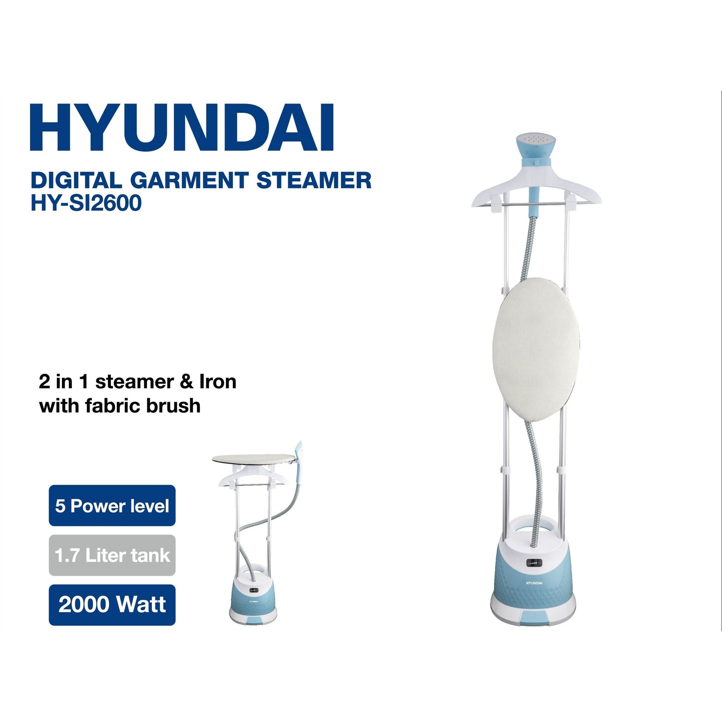 Hyundai 2000W Digital Garment Steamer HY-SI2600