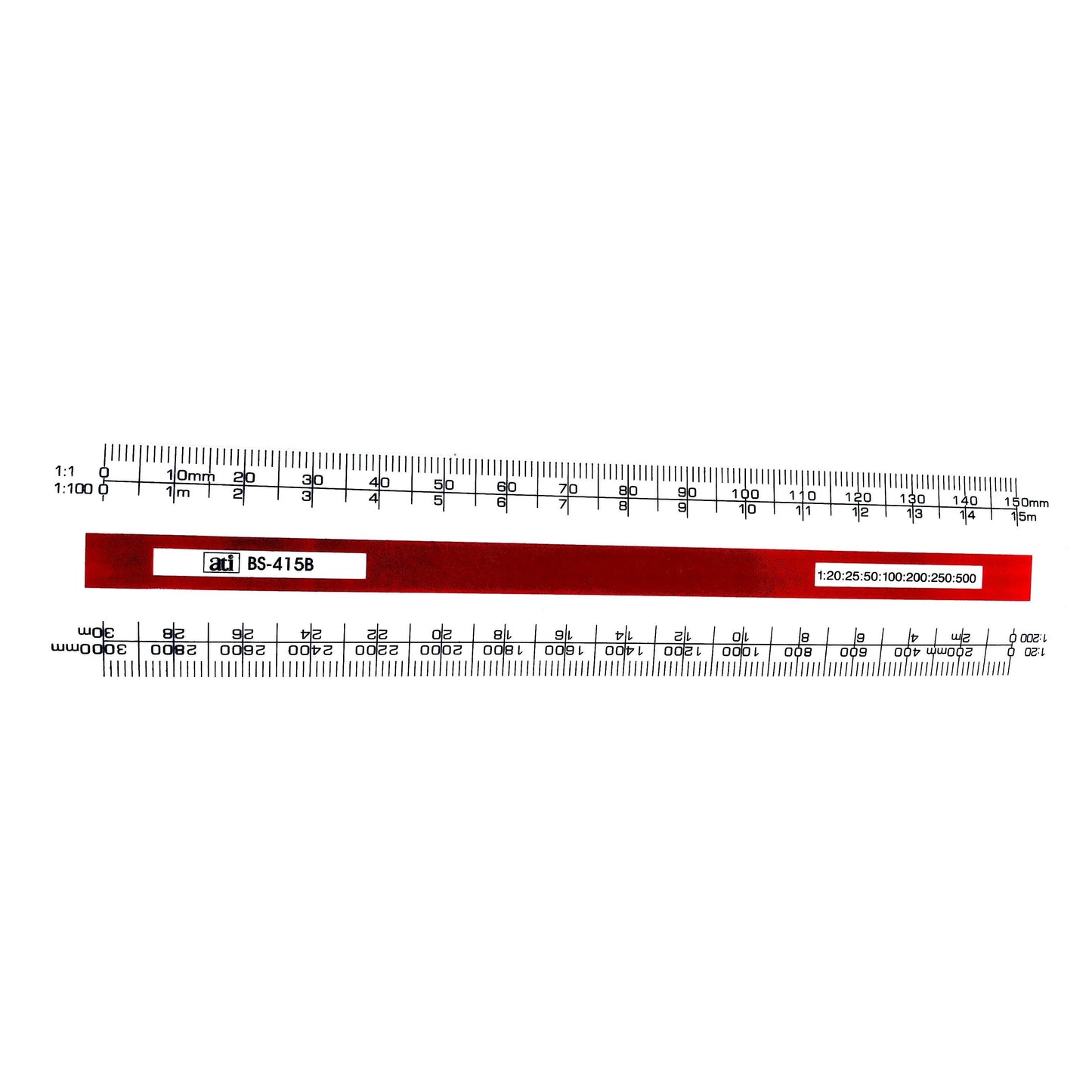 ATI 4 Bevel Flat Scale Ruler - 15cm