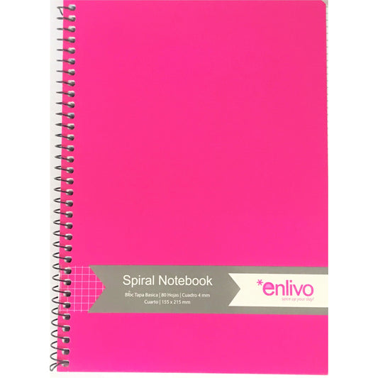 Enlivo 4mm Square Grid 80 Sheets Spiral Notebook