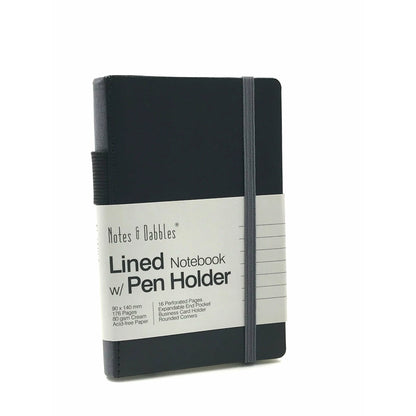 Notes & Dabbles Flynn Hard Cover Lined Journal with Pen Holder - A6