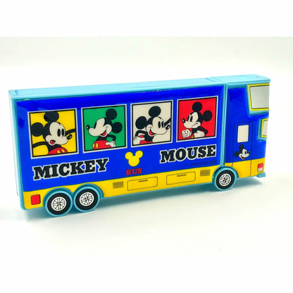 Melody Retro Mickey Mouse Push Button Pencil Case Bus with Wheels 24x9x3 cm