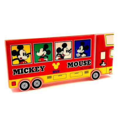 Melody Retro Mickey Mouse Push Button Pencil Case Bus with Wheels 24x9x3 cm