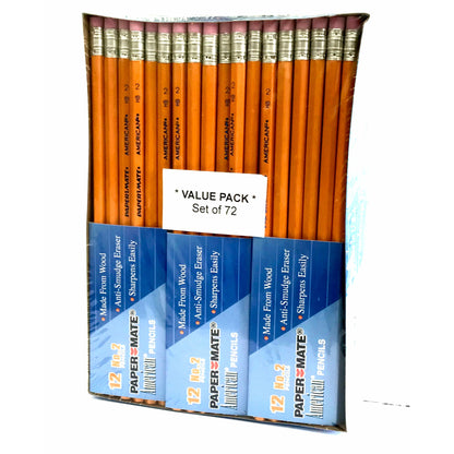 Papermate No.2 / HB American Pencils with Erasers Value Pack - Box of 72
