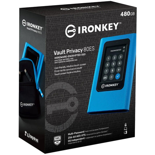 Kingston Ironkey Vault Privacy 80 480GB External SSD Type-C XTS-AES Encrypted Touch Screen FIPS 197