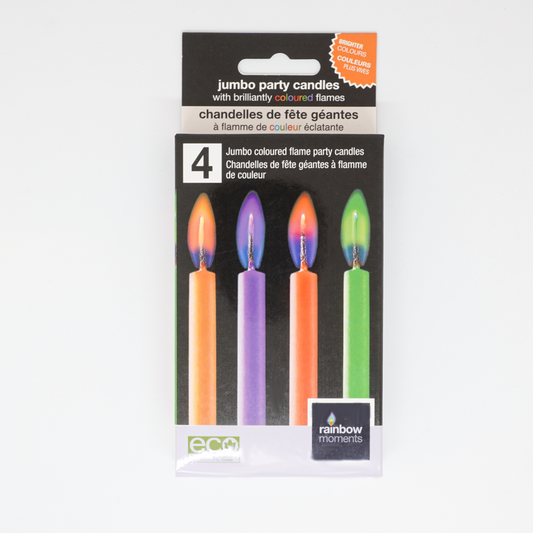 Jumbo Colored Flame Birthday Candles (4-PACK)