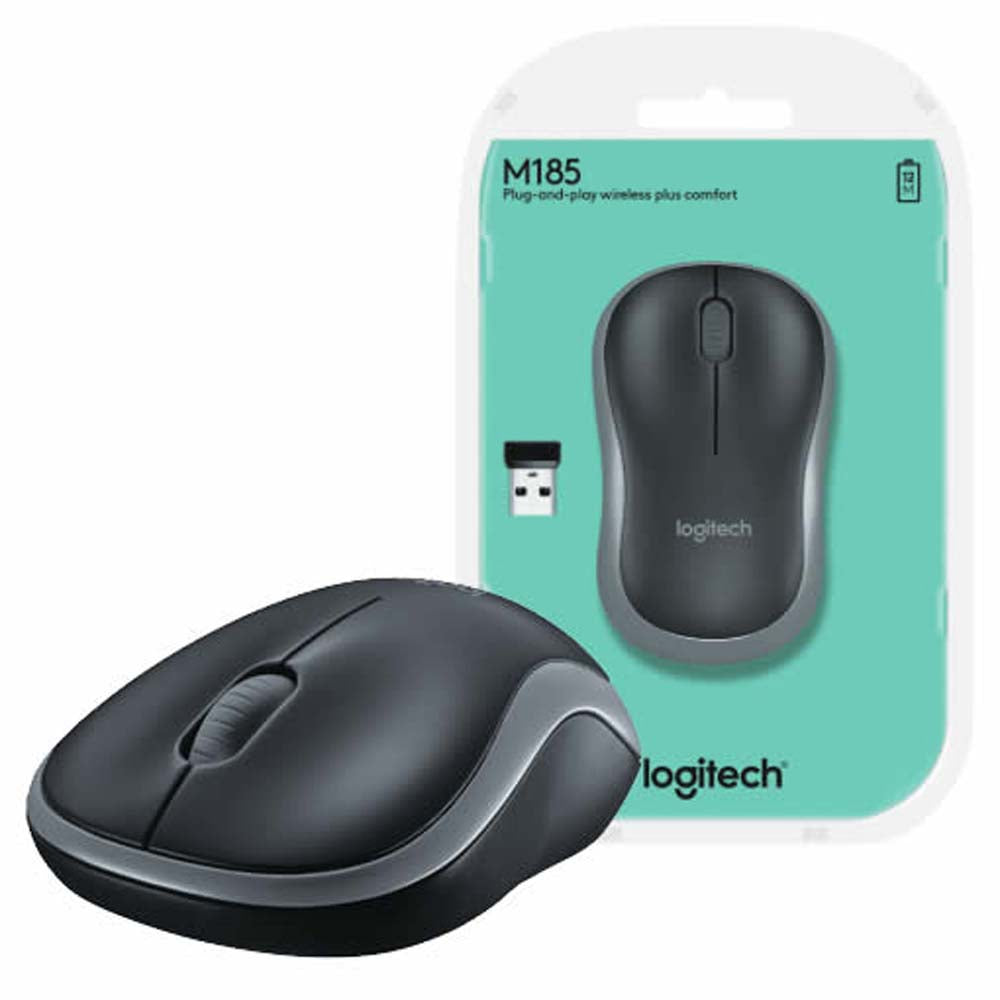 each other Arctic translate Logitech M185 Wireless Mouse Ambidextrous USB PC / Mac - Grey - Ammancart