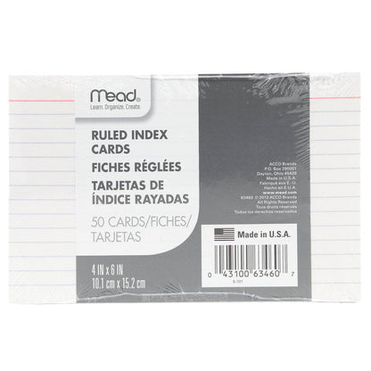 NEW Mead Ruled Index Cards White Pack of 100