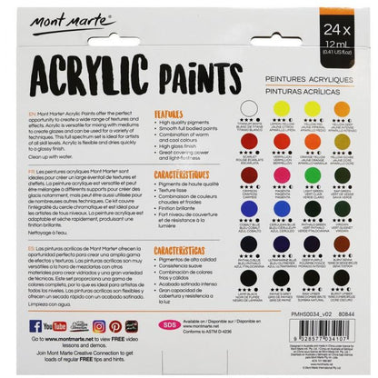 Mont Marte Acrylic Paint Set / 24 x 12ml tubes