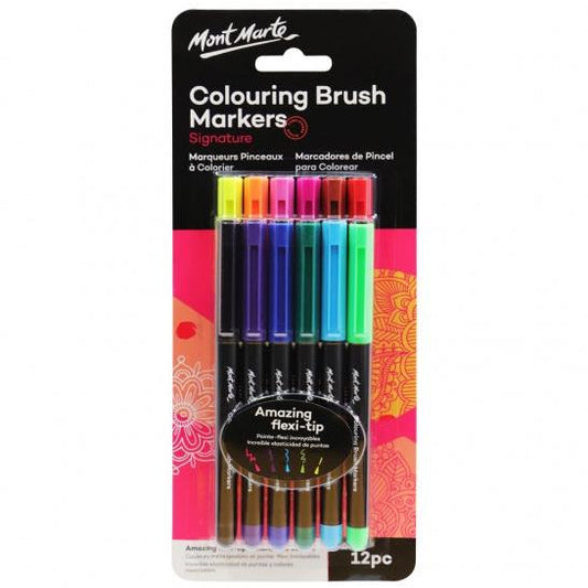 Mont Marte Coloring Brush Markers, 12pc