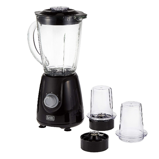 BLACK+DECKER BLENDER WITH GLASS JAR AND 2 GRINDING MILL