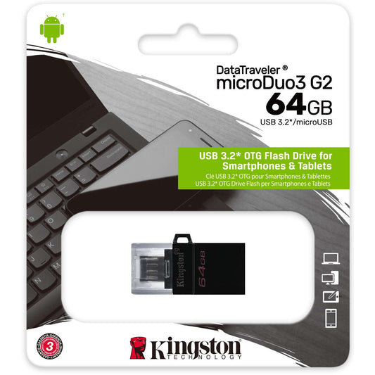 Kingston DataTraveler microDuo3 G2 64GB microUSB & USB Type-A For Android OTG
