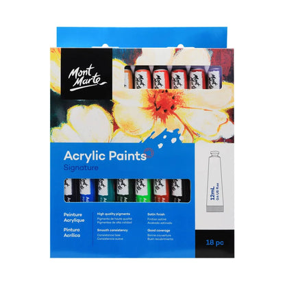 Mont Marte Acrylic Paint Set / 18 x 12ml tubes