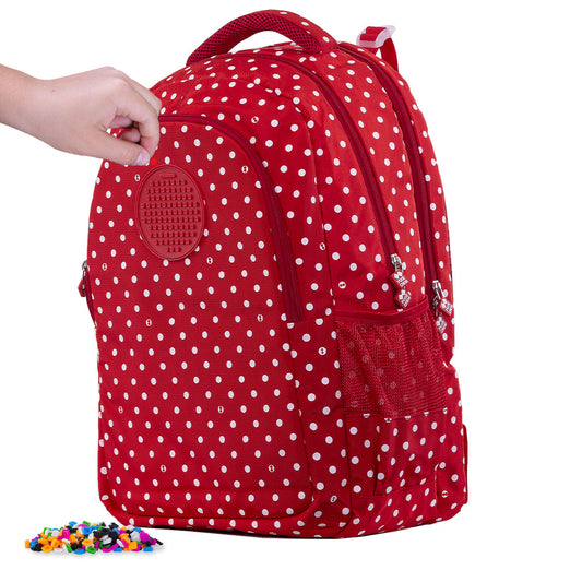 Red Backpack with White Polka Dots - Large Size