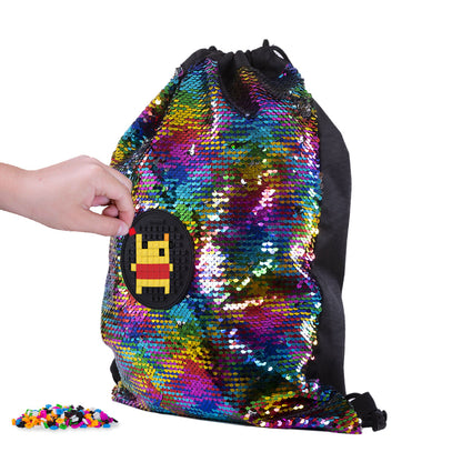 Black Sequins Drawstring Bag