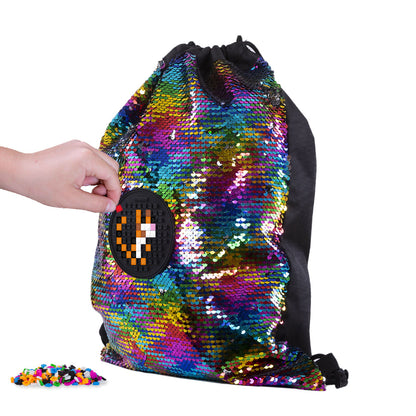 Black Sequins Drawstring Bag