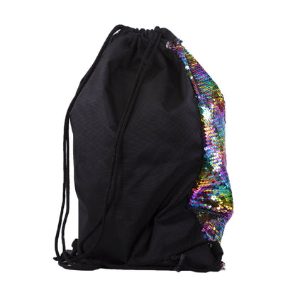 Black Sequins Drawstring Bag