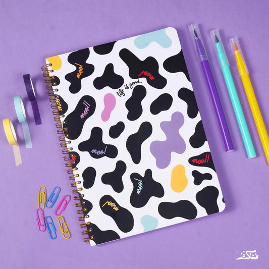 Cow Pattern Wire Notebook A4 Jumbo Size (3 Subjects)