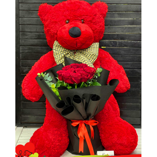 Red Bear and flower