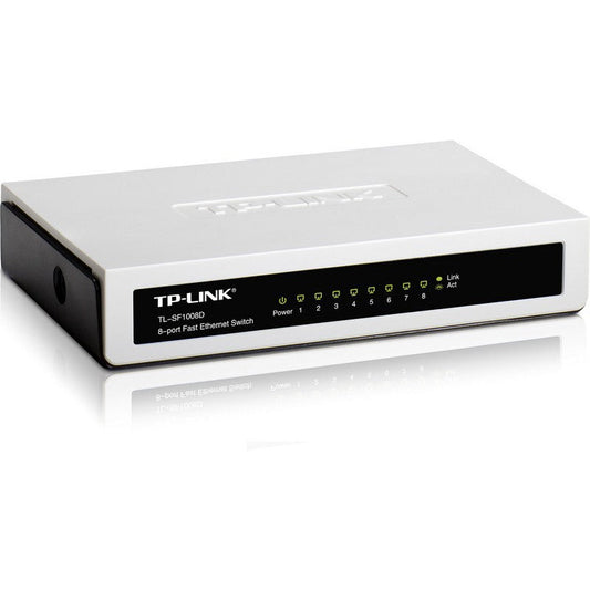 TP-Link 8 Port 10/100Mbps Desktop Ethernet Splitter Plug and Play Fanless Quiet - White