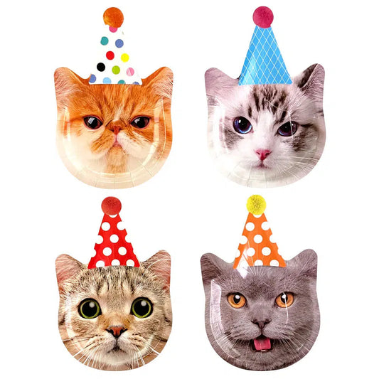 Party Cats Shaped paper plates (8 packs)