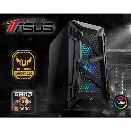 POWER BY ASUS POWER 102 Mid Range Gaming PC w/ AMD Ryzen 5 6-Cores w/ Optional Graphic & Advance Cooling