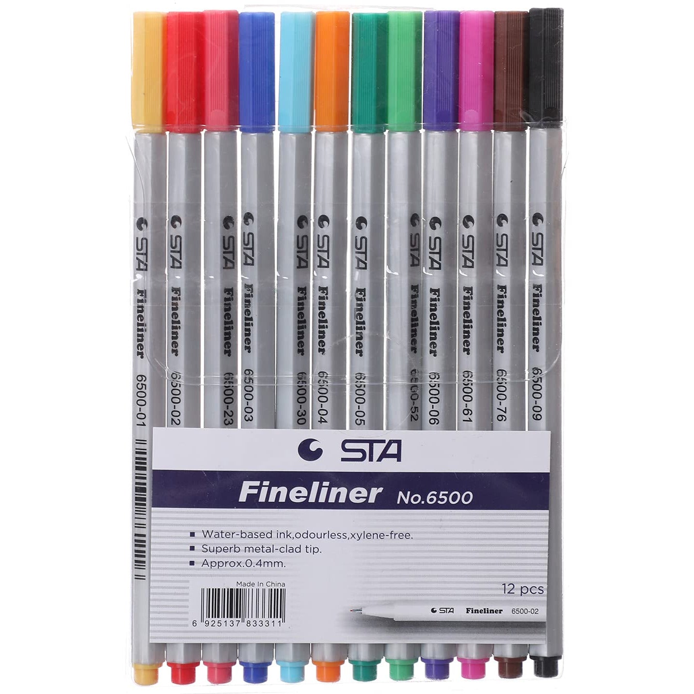 STa 6500 Fineliner Pen - 0.4 mm Set of 12 assorted Colors