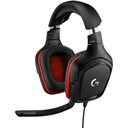Logitech G332 Wired Gaming Headset, Rotating Leatherette Ear Cups, 3.5 mm Audio Jack, Flip-to-Mute Mic