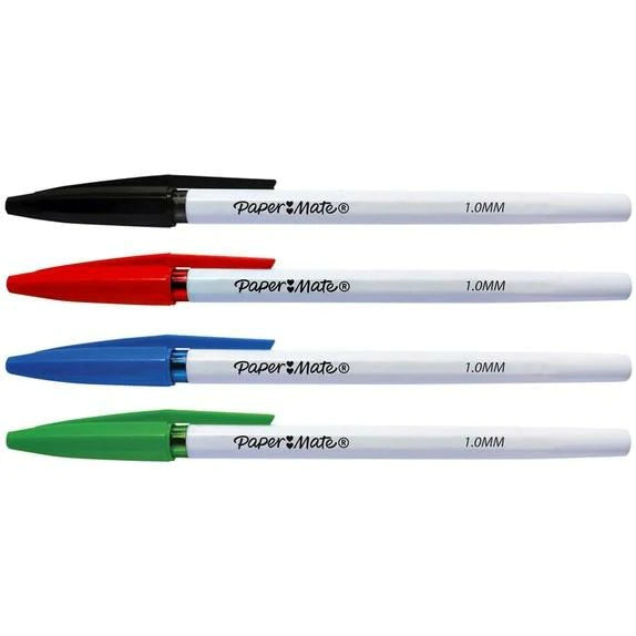Papermate 045 Classic Capped Medium 1.0mm Ballpoint Pen - Pack of 8