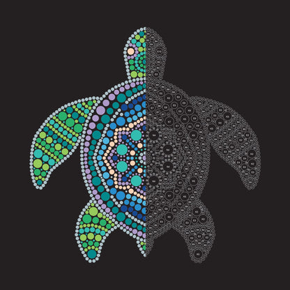 NEW Plaid Let's Paint By Numbers Sea Turtle On Printed Black Canvas 35x35 cm