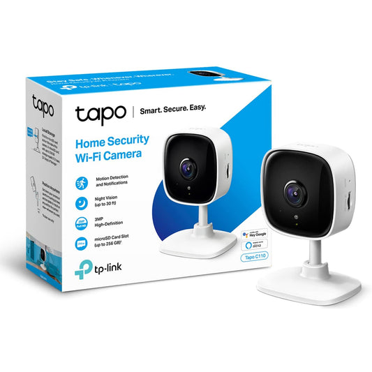 TP-Link Tapo C110 Mini Smart Security Camera Indoor 3MP 2-Way Audio Night Vision SD Storage