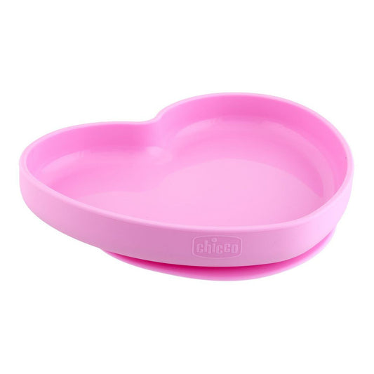 SILICONE HEART SHAPED PLATE PINK 9M+
